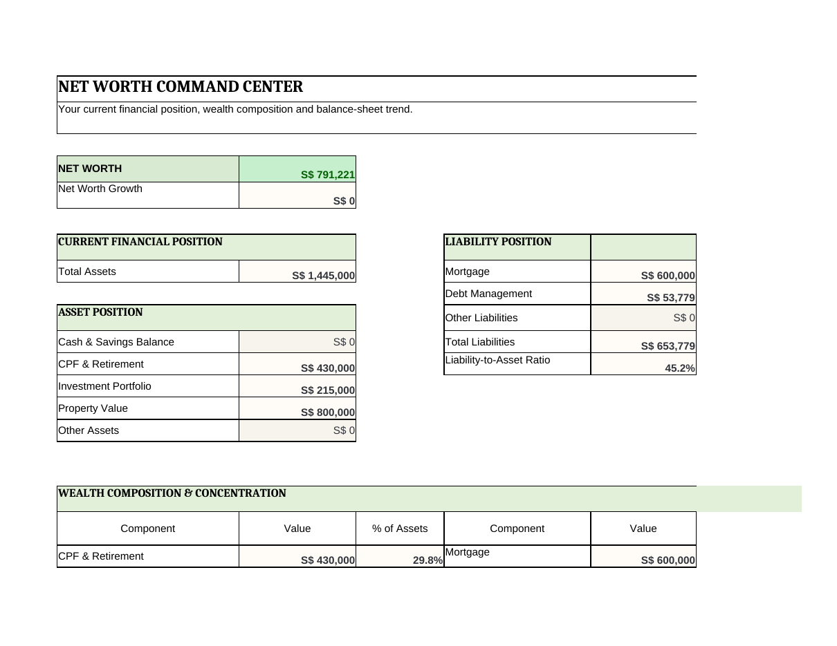 Net Worth workbook screenshot